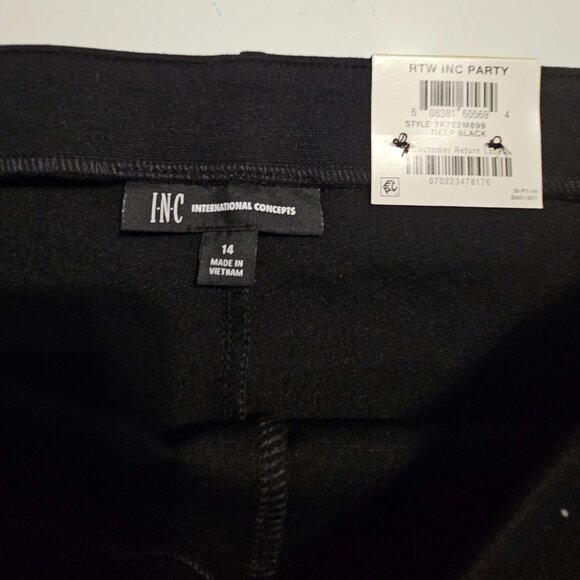 INC Black Pull On Skinny Leg Pants with Decoration Zippers on the side Size 14 - Picture 4 of 12
